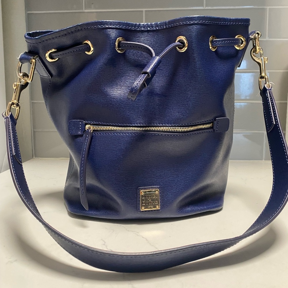 Dooney & Bourke - Saffiano Drawstring - Color: Marine 
Style #: BSAFF1961MRMR
